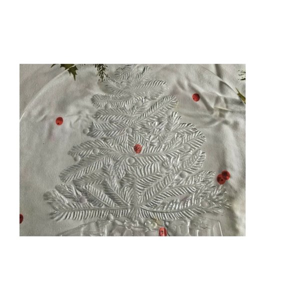VTG Clear Glass Round Toys Under Christmas Tree Serving Platter Plate Tray 12" - Picture 3 of 7